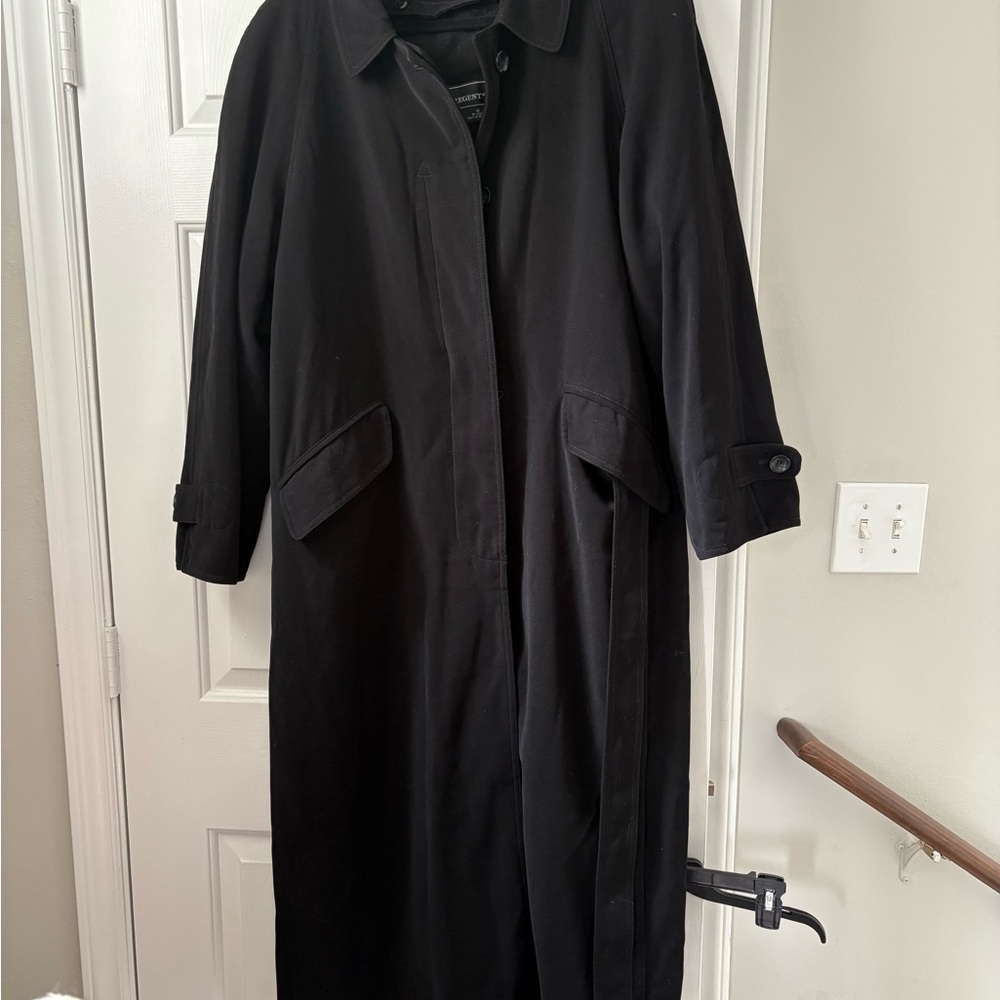 Classic Black Women's Wool Trench Coat